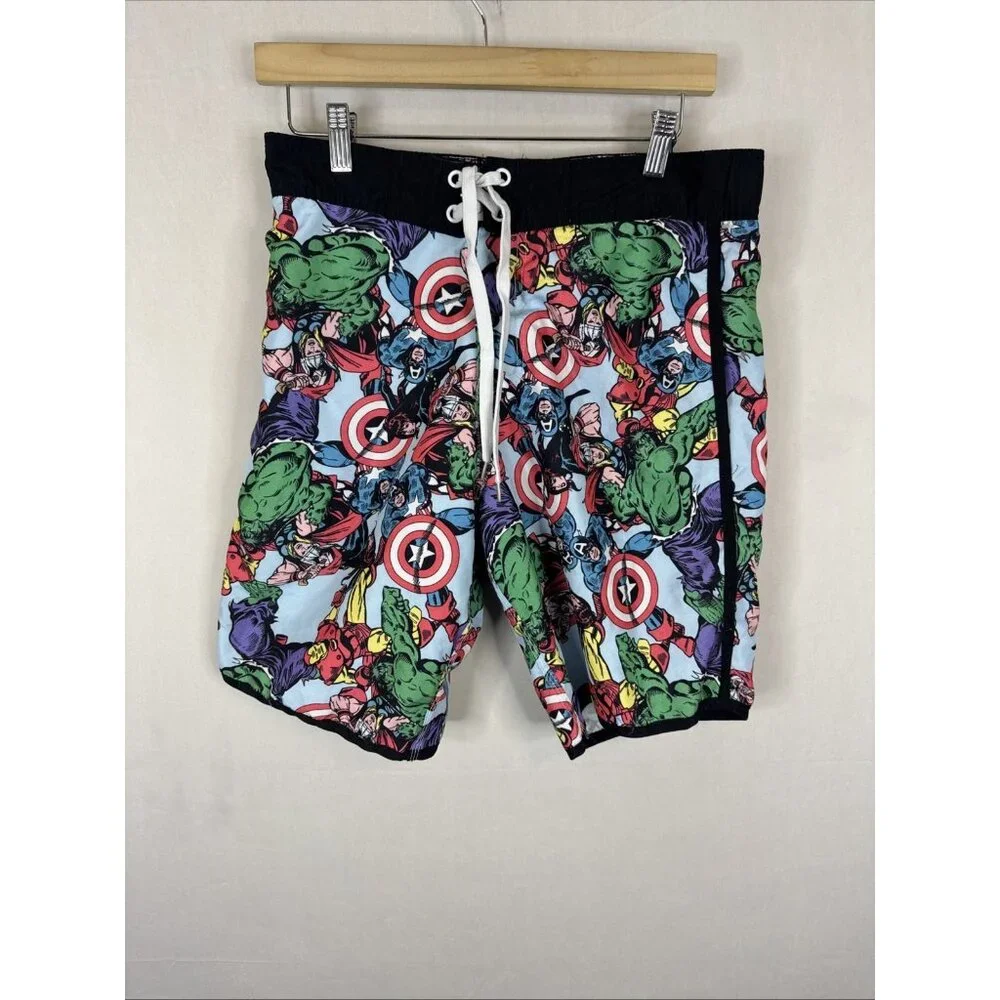 Marvel Board Shorts Marvel Characters Graphic 3 Pockets Mesh Liner‎ Men Sz S